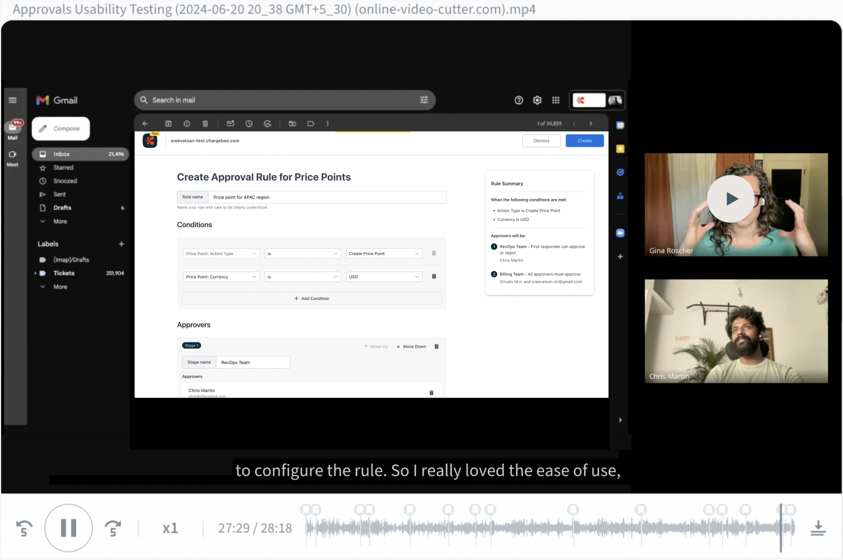 Usability testing session with enterprise billing admins