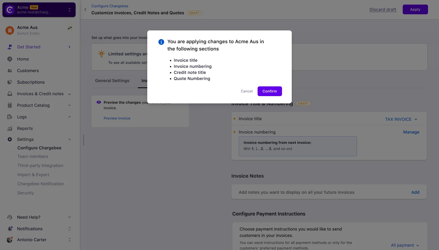 Confirmation dialog