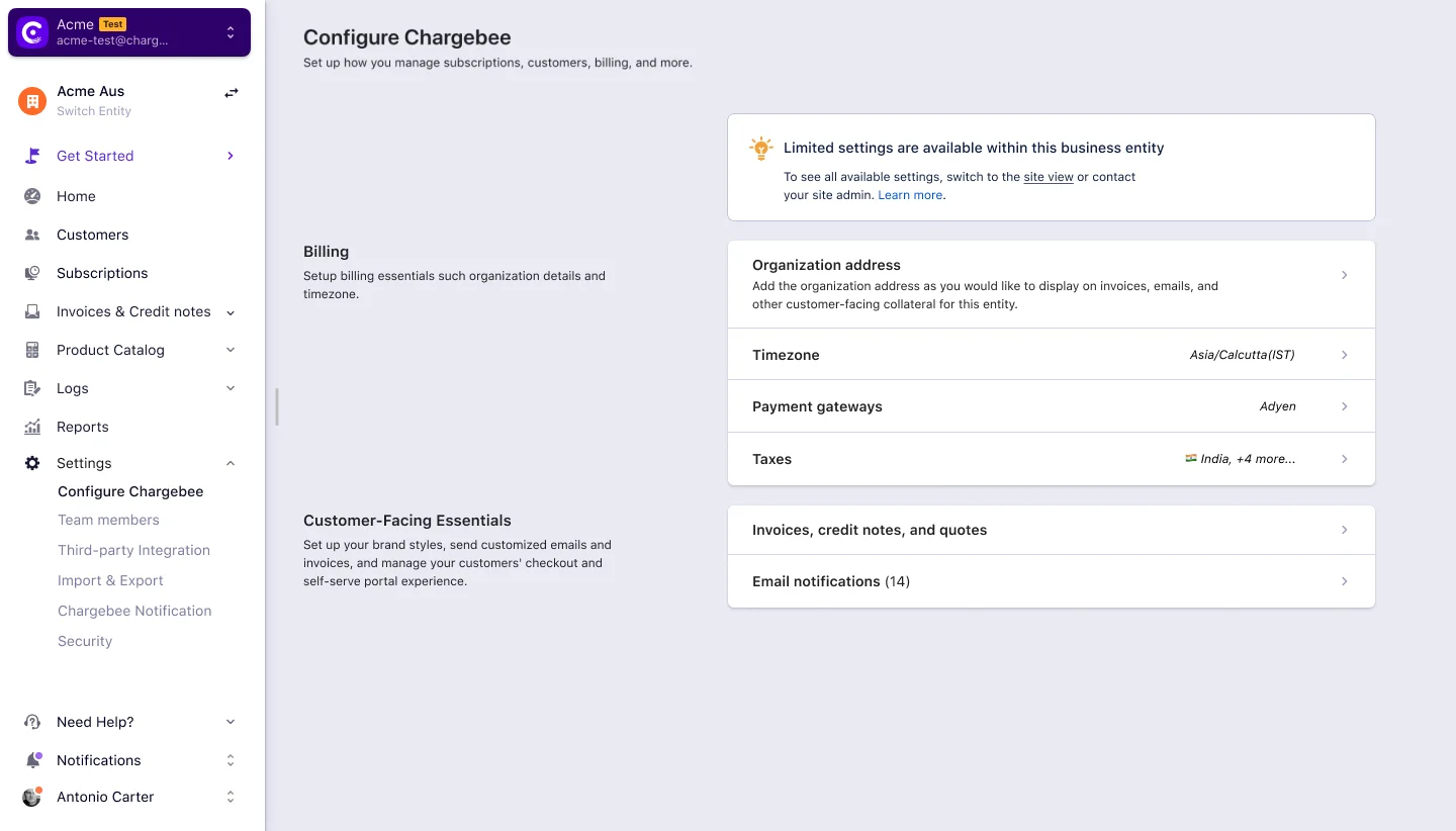 Entity configuration and delegation