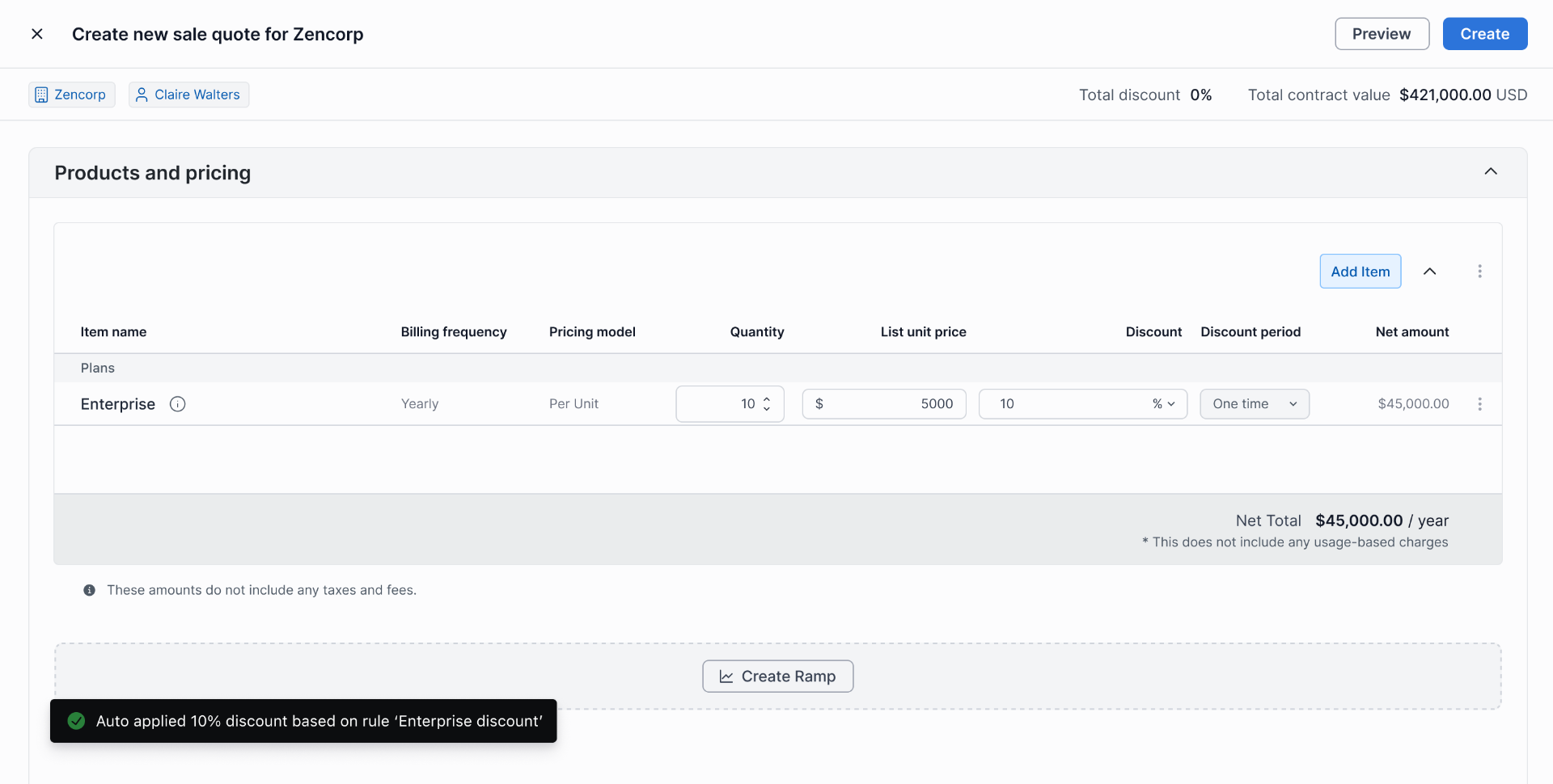 Auto-applied enterprise discount